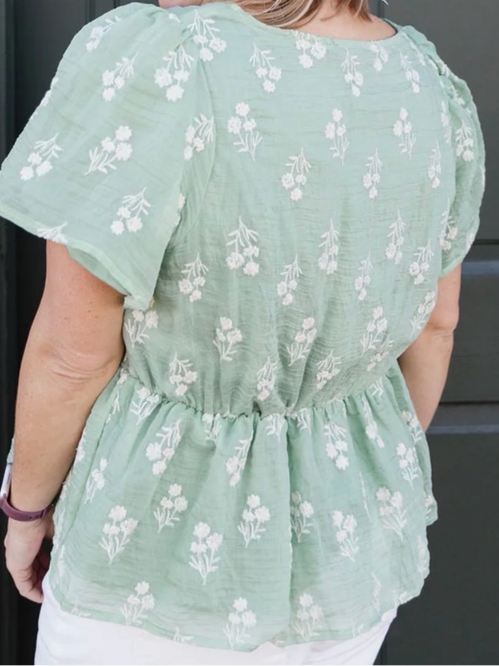 Polagram Sage Floral Blouse NWT 1XL - Picture 9 of 10